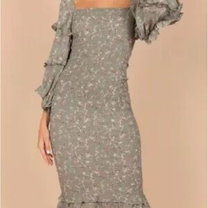 Petal & Pup Fitted Sage Green Floral Dress